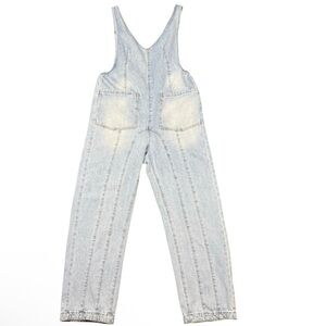 Light Was Blue Denim Overalls Minimalist Straight Leg Jumpsuit SzM Artsy 90s